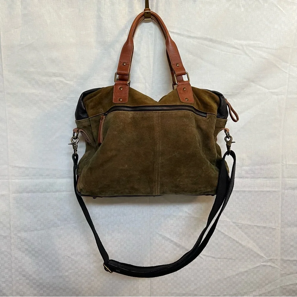 Amsterdam Heritage Olive & Camel Suede Leather Men's Messenger Bag / Briefcase